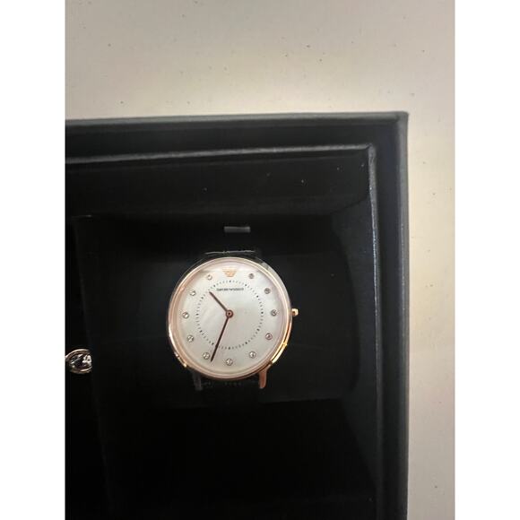 Emporio Armani AR80011 Two-Hand Black Leather Watch main image 5